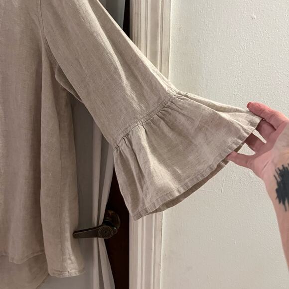 Crown linen designs Bella 100%  linen top high low hem oversized size s - Picture 3 of 6